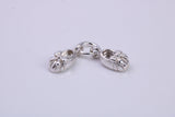 Baby Shoes Charm, Traditional Charm, Made from Solid 925 Grade Sterling Silver, Complete with Attachment Link