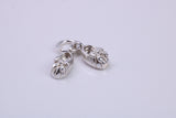 Baby Shoes Charm, Traditional Charm, Made from Solid 925 Grade Sterling Silver, Complete with Attachment Link