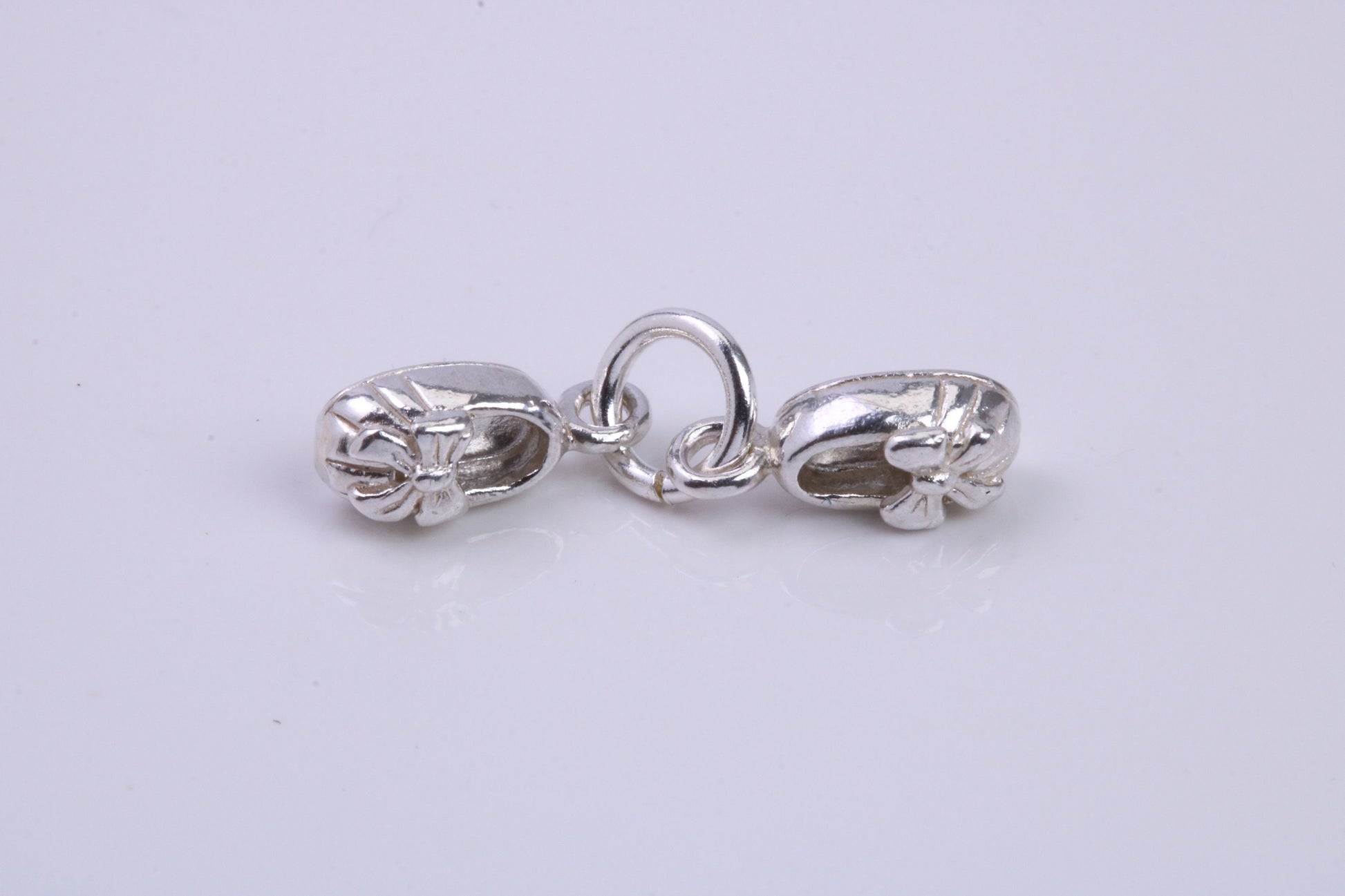 Baby Shoes Charm, Traditional Charm, Made from Solid 925 Grade Sterling Silver, Complete with Attachment Link