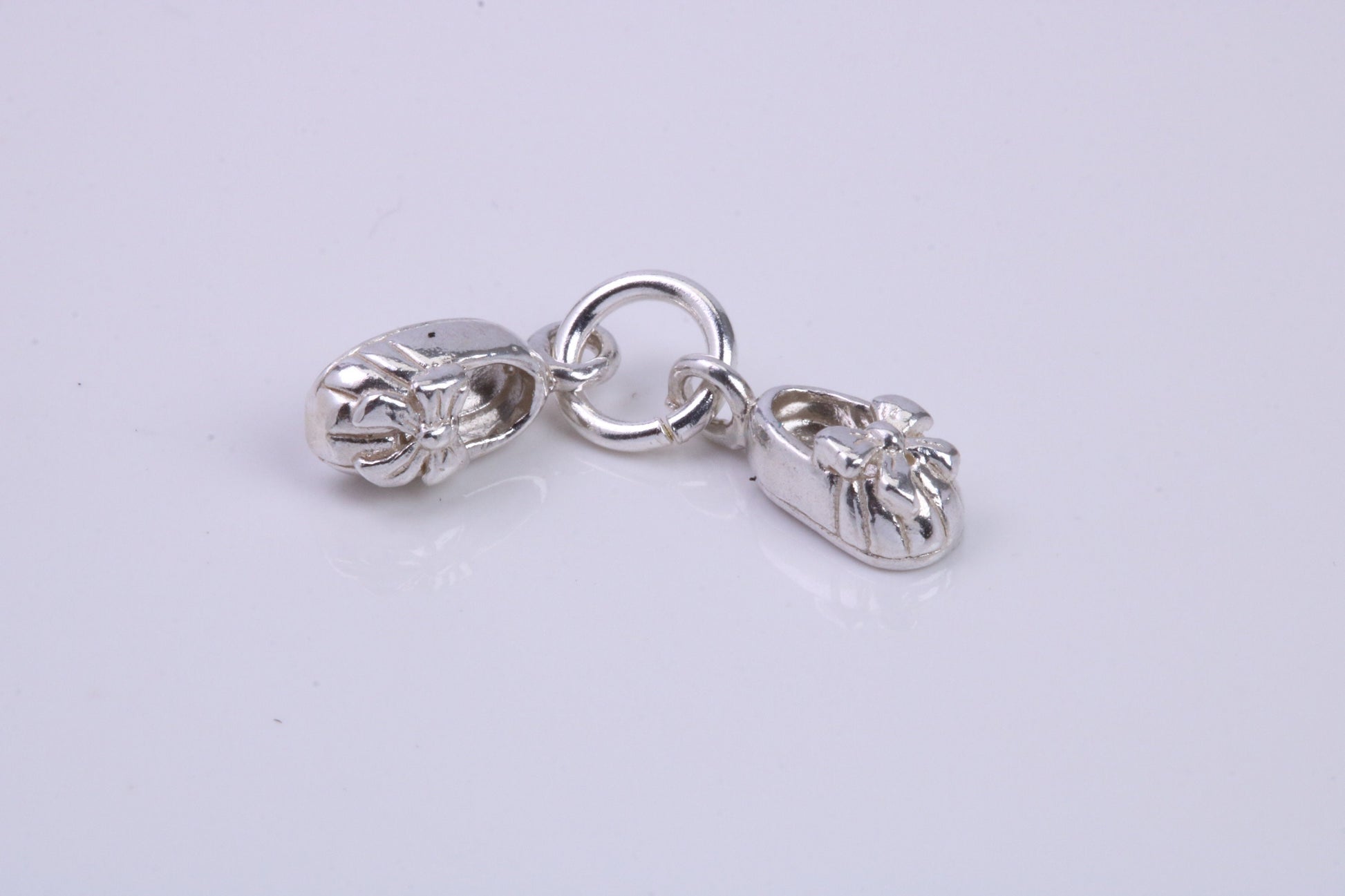 Baby Shoes Charm, Traditional Charm, Made from Solid 925 Grade Sterling Silver, Complete with Attachment Link