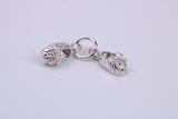 Baby Shoes Charm, Traditional Charm, Made from Solid 925 Grade Sterling Silver, Complete with Attachment Link