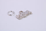 USA Charm, Traditional Charm, Made from Solid 925 Grade Sterling Silver, Complete with Attachment Link