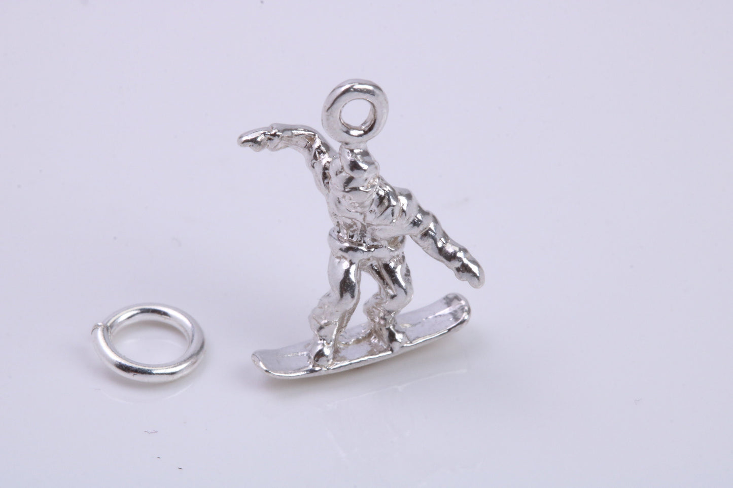 Surfer Charm, Traditional Charm, Made from Solid 925 Grade Sterling Silver, Complete with Attachment Link