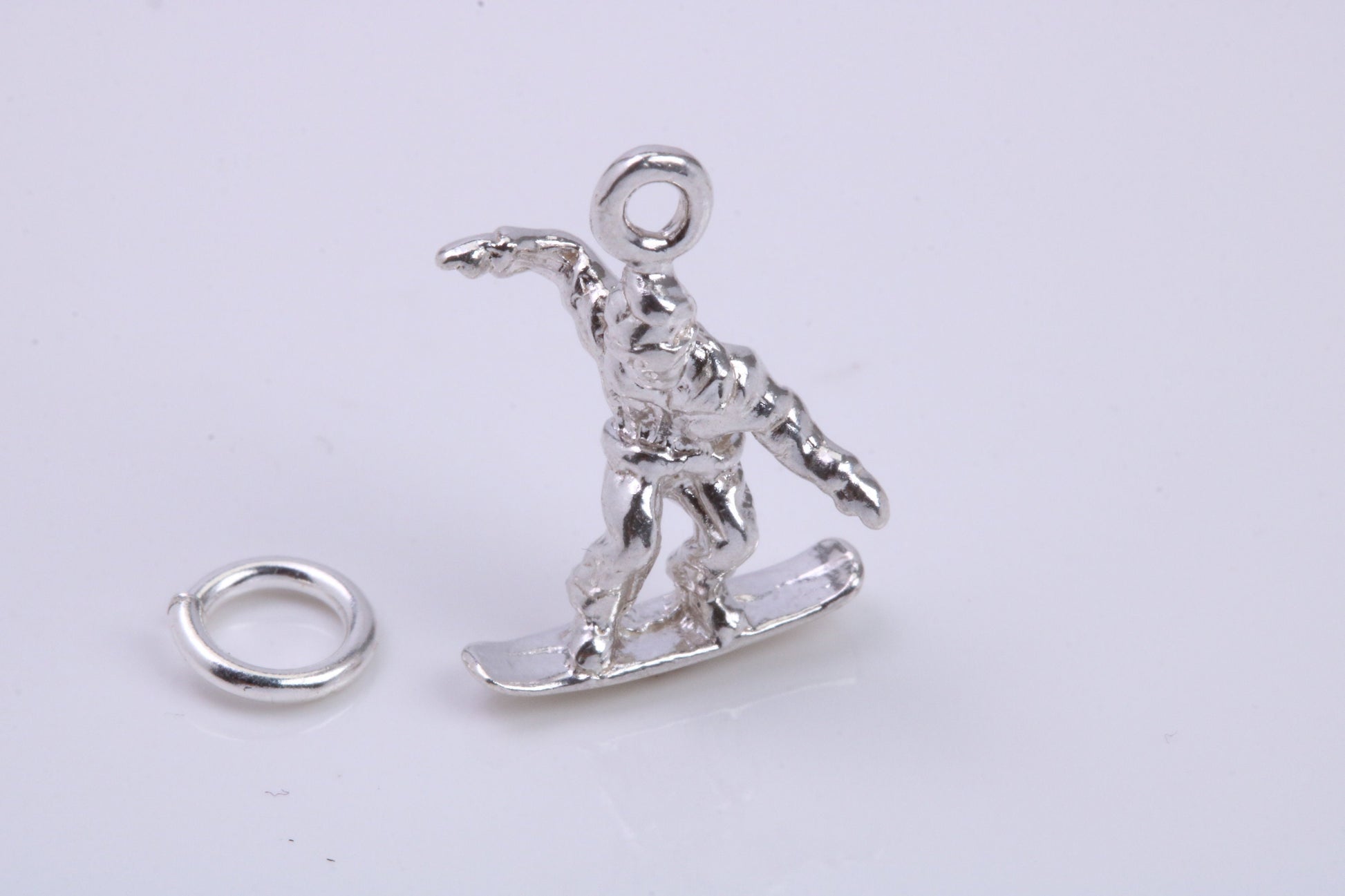 Surfer Charm, Traditional Charm, Made from Solid 925 Grade Sterling Silver, Complete with Attachment Link