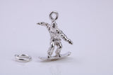 Surfer Charm, Traditional Charm, Made from Solid 925 Grade Sterling Silver, Complete with Attachment Link