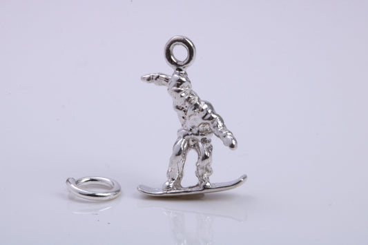 Surfer Charm, Traditional Charm, Made from Solid 925 Grade Sterling Silver, Complete with Attachment Link