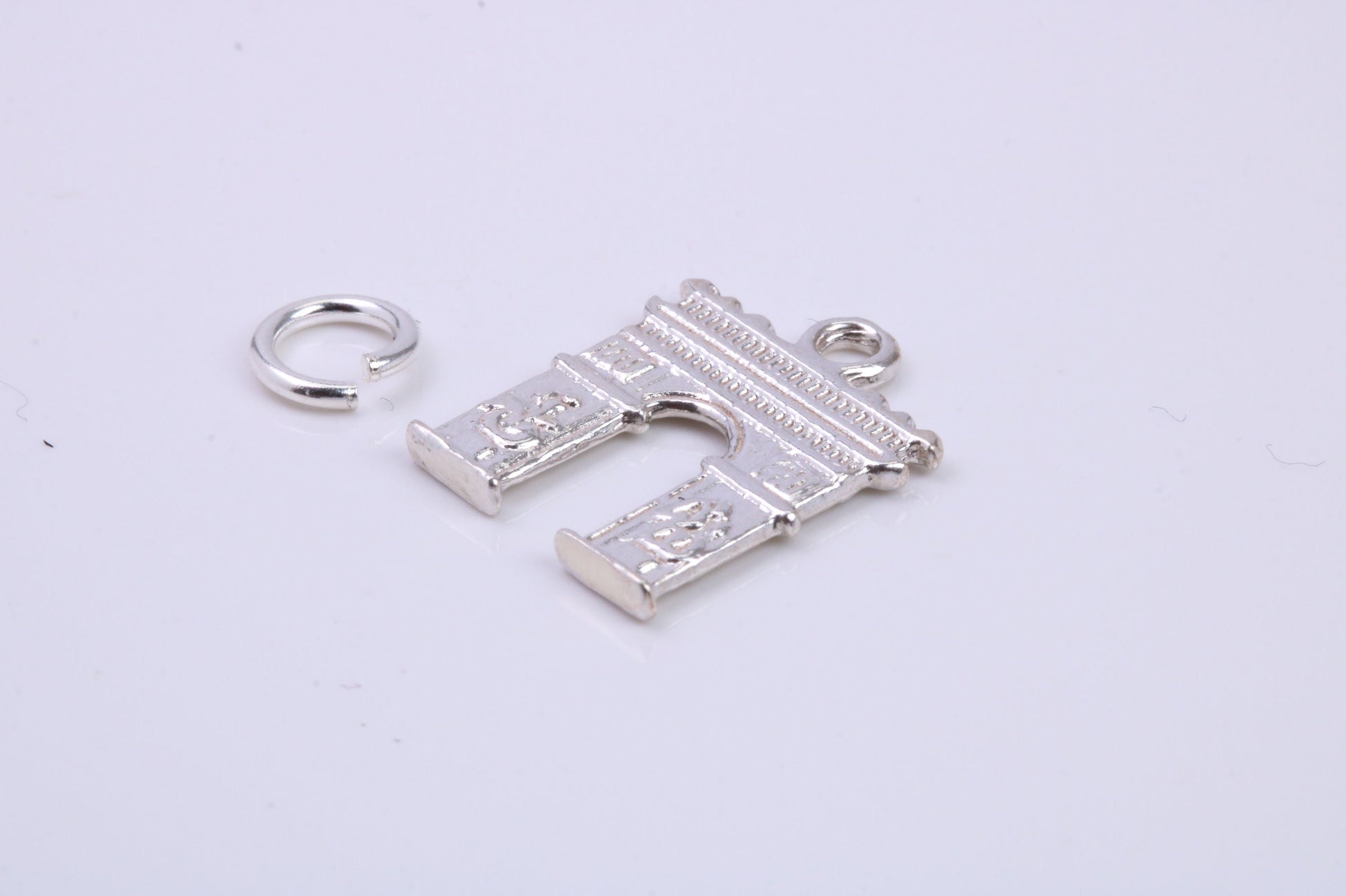 Arc De Triomphe Charm, Traditional Charm, Made from Solid 925 Grade Sterling Silver, Complete with Attachment Link