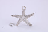Star Fish Charm, Traditional Charm, Made from Solid 925 Grade Sterling Silver, Complete with Attachment Link