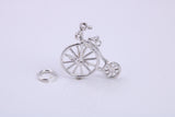 Penny Farthing Charm, Traditional Charm, Made from Solid 925 Grade Sterling Silver, Complete with Attachment Link