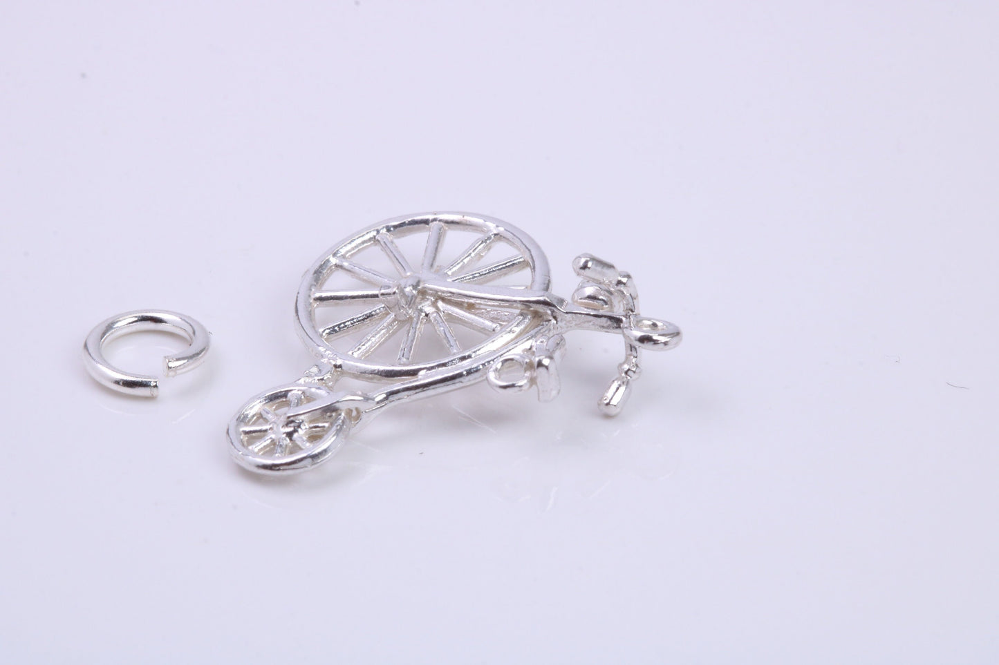Penny Farthing Charm, Traditional Charm, Made from Solid 925 Grade Sterling Silver, Complete with Attachment Link