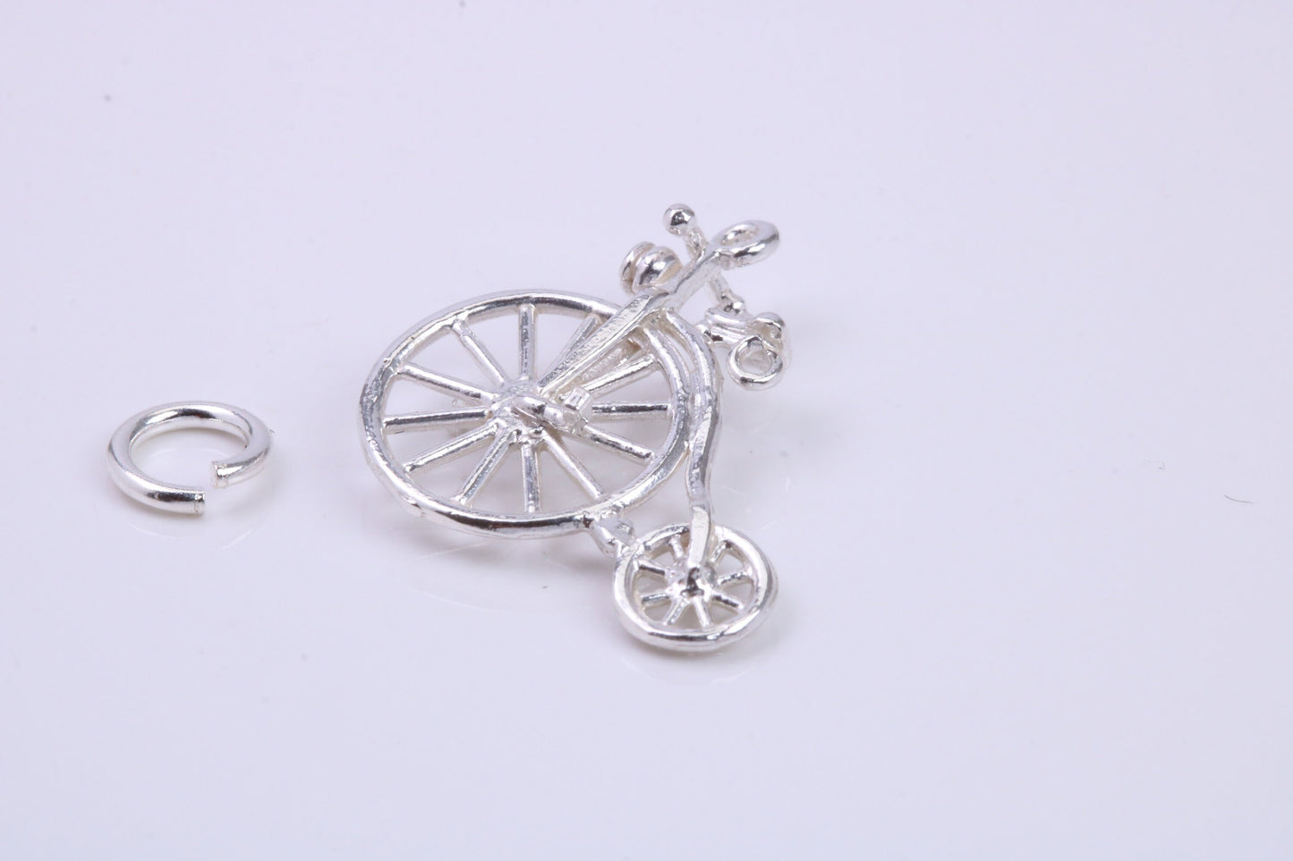 Penny Farthing Charm, Traditional Charm, Made from Solid 925 Grade Sterling Silver, Complete with Attachment Link