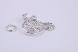 Penny Farthing Charm, Made from Solid Cast Silver, Complete with Attachment Link