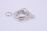 Lifebuoy Charm, Traditional Charm, Made from Solid 925 Grade Sterling Silver, Complete with Attachment Link