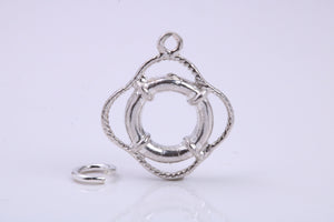 Lifebuoy Charm, Traditional Charm, Made from Solid 925 Grade Sterling Silver, Complete with Attachment Link