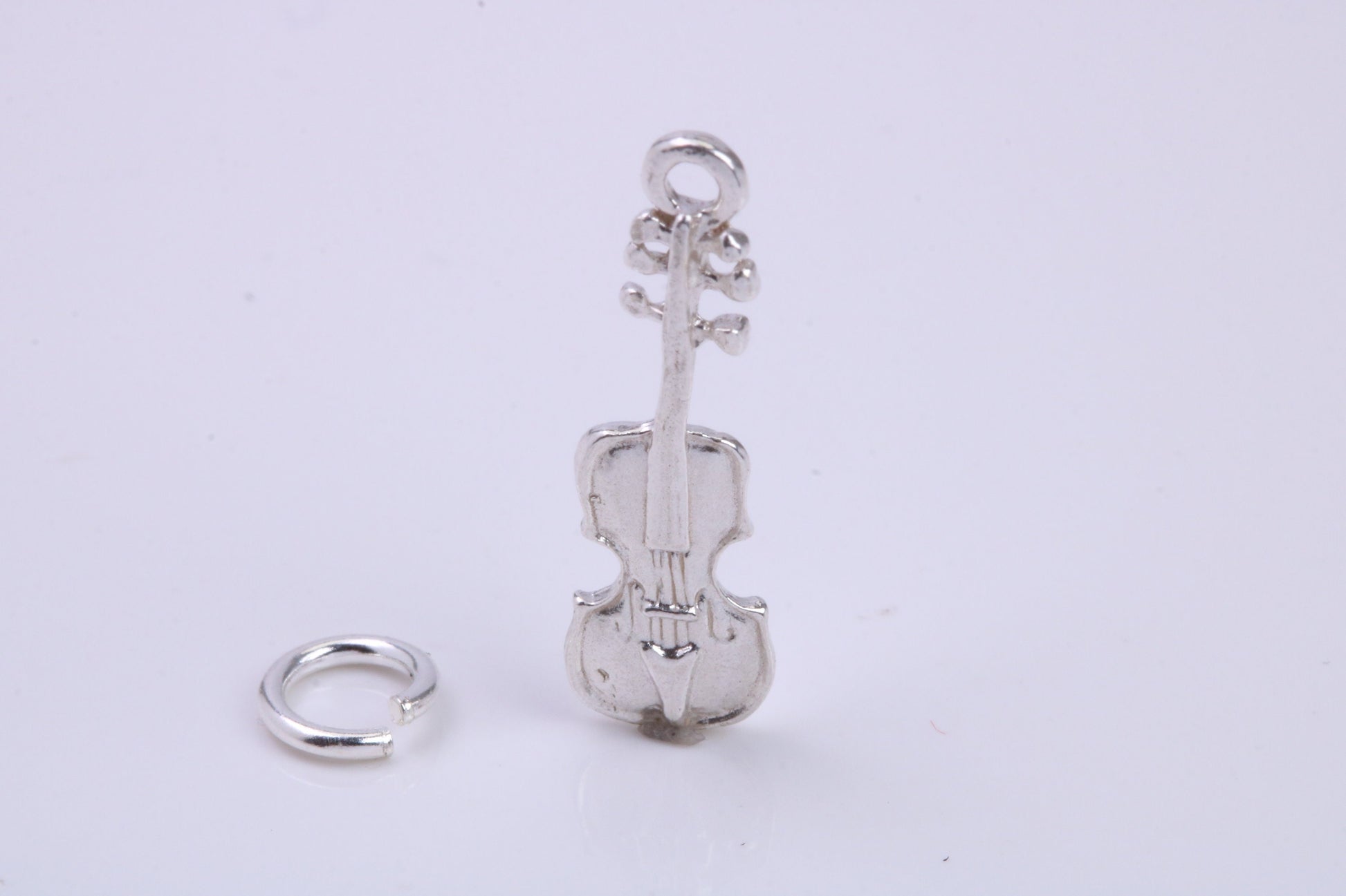 Violin Charm, Traditional Charm, Made from Solid 925 Grade Sterling Silver, Complete with Attachment Link
