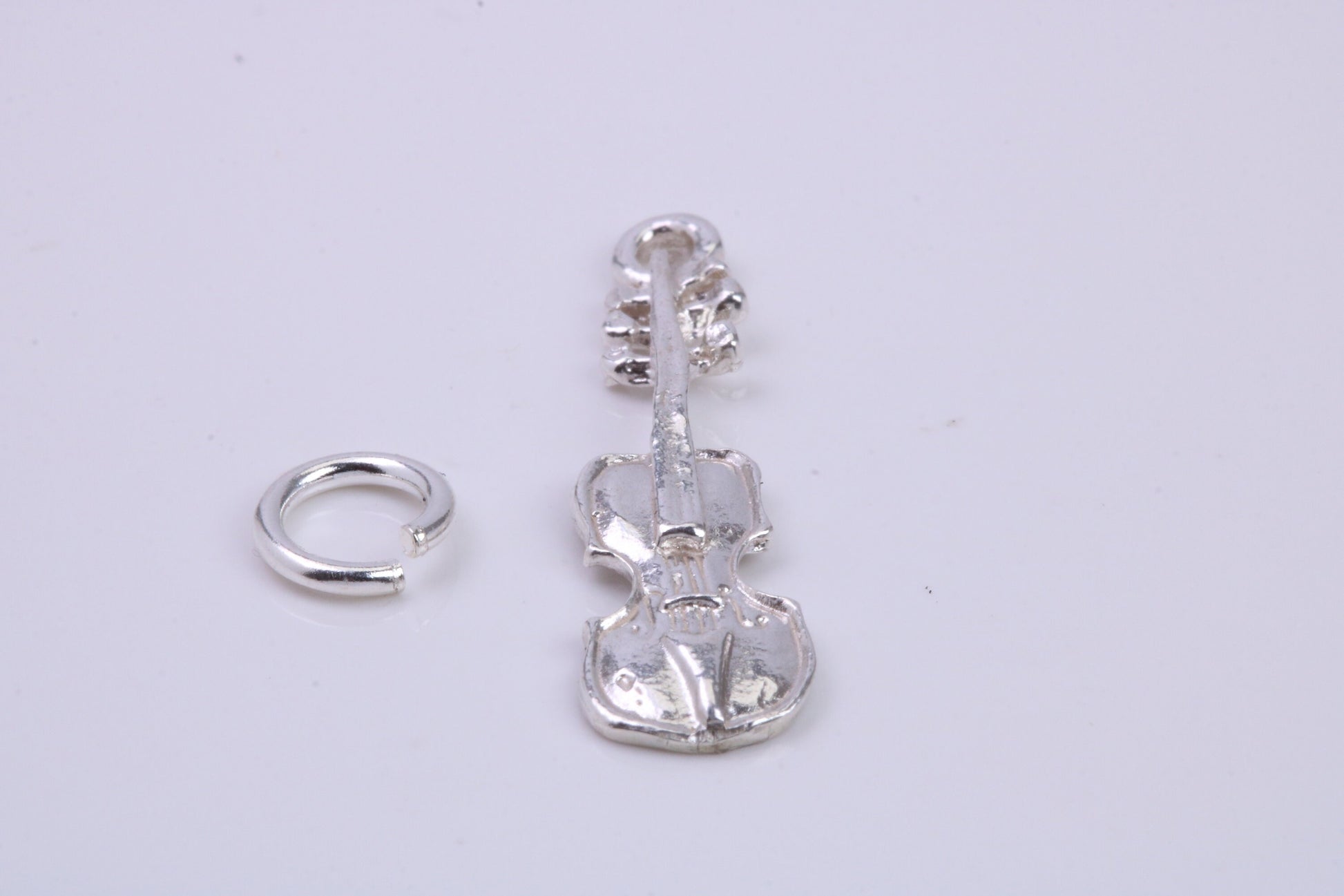 Violin Charm, Traditional Charm, Made from Solid 925 Grade Sterling Silver, Complete with Attachment Link
