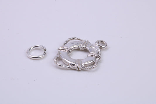 Lifebuoy Charm, Traditional Charm, Made from Solid 925 Grade Sterling Silver, Complete with Attachment Link