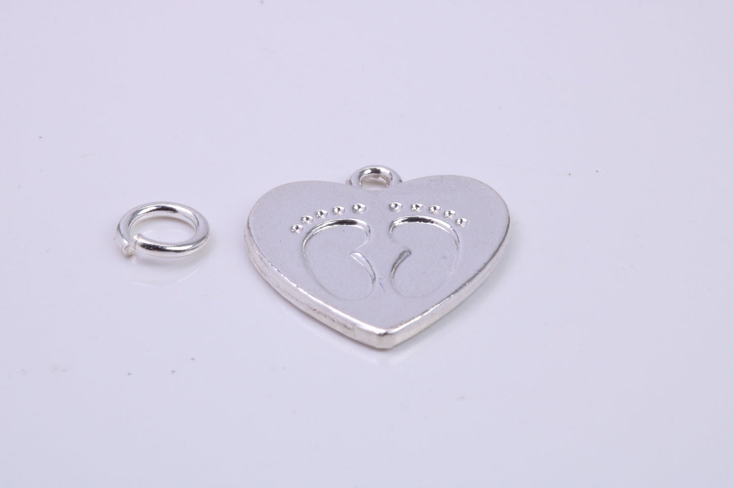 Foot Prints Charm, Traditional Charm, Made from Solid 925 Grade Sterling Silver, Complete with Attachment Link