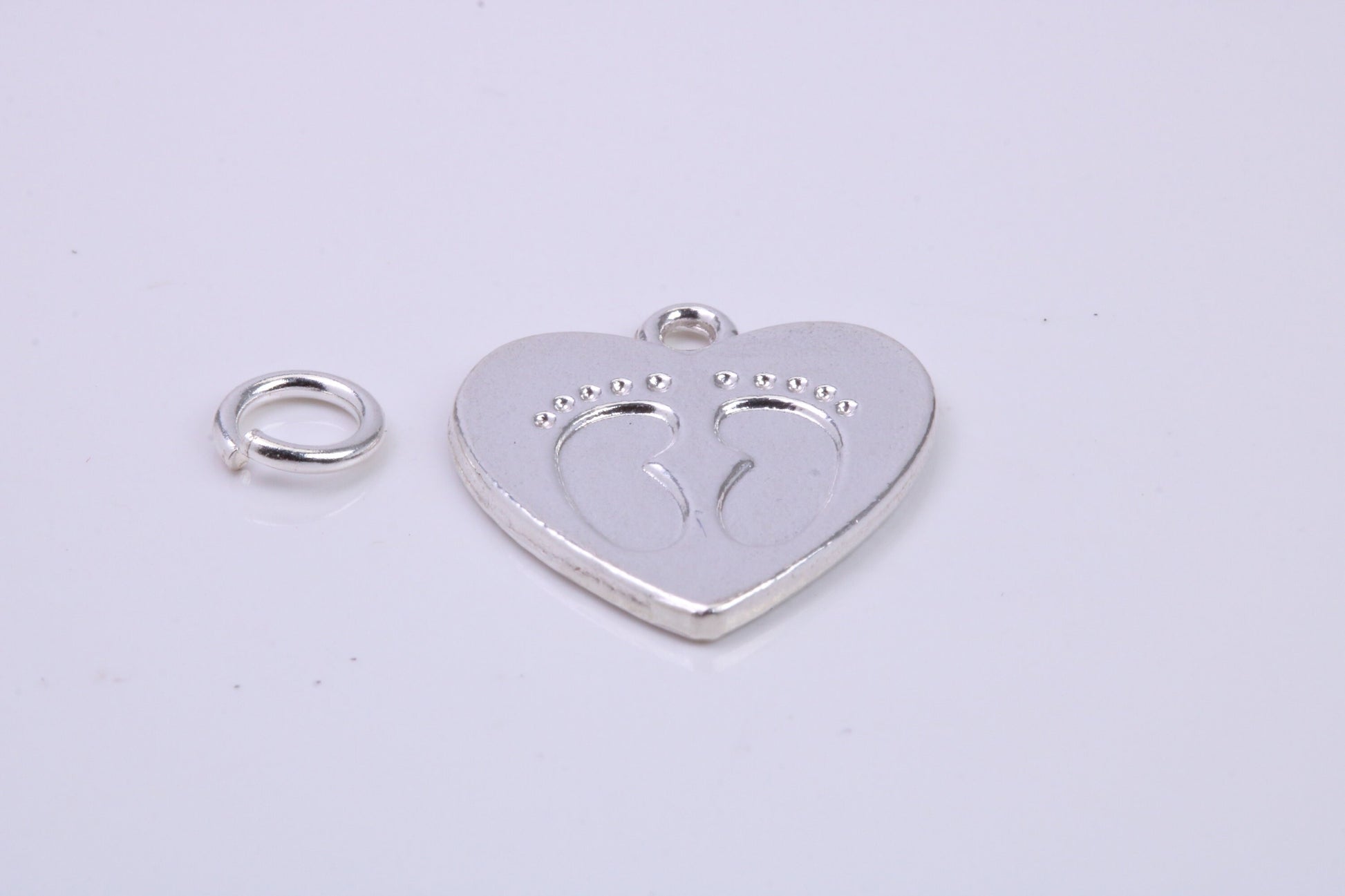 Foot Prints Charm, Traditional Charm, Made from Solid 925 Grade Sterling Silver, Complete with Attachment Link