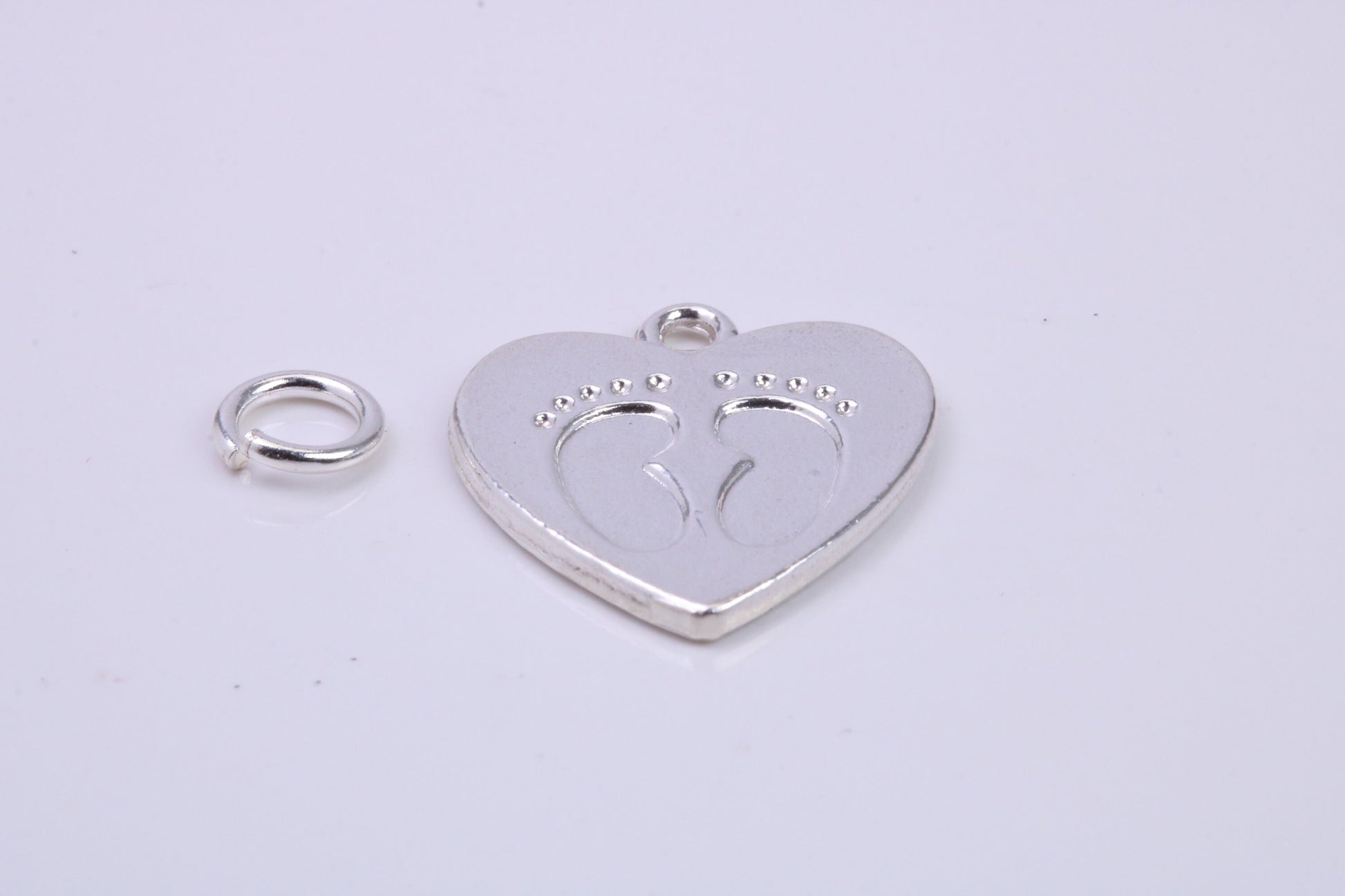 Foot Prints Charm, Traditional Charm, Made from Solid 925 Grade Sterling Silver, Complete with Attachment Link