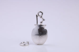 Cooking Pot Charm, Traditional Charm, Made from Solid 925 Grade Sterling Silver, Complete with Attachment Link