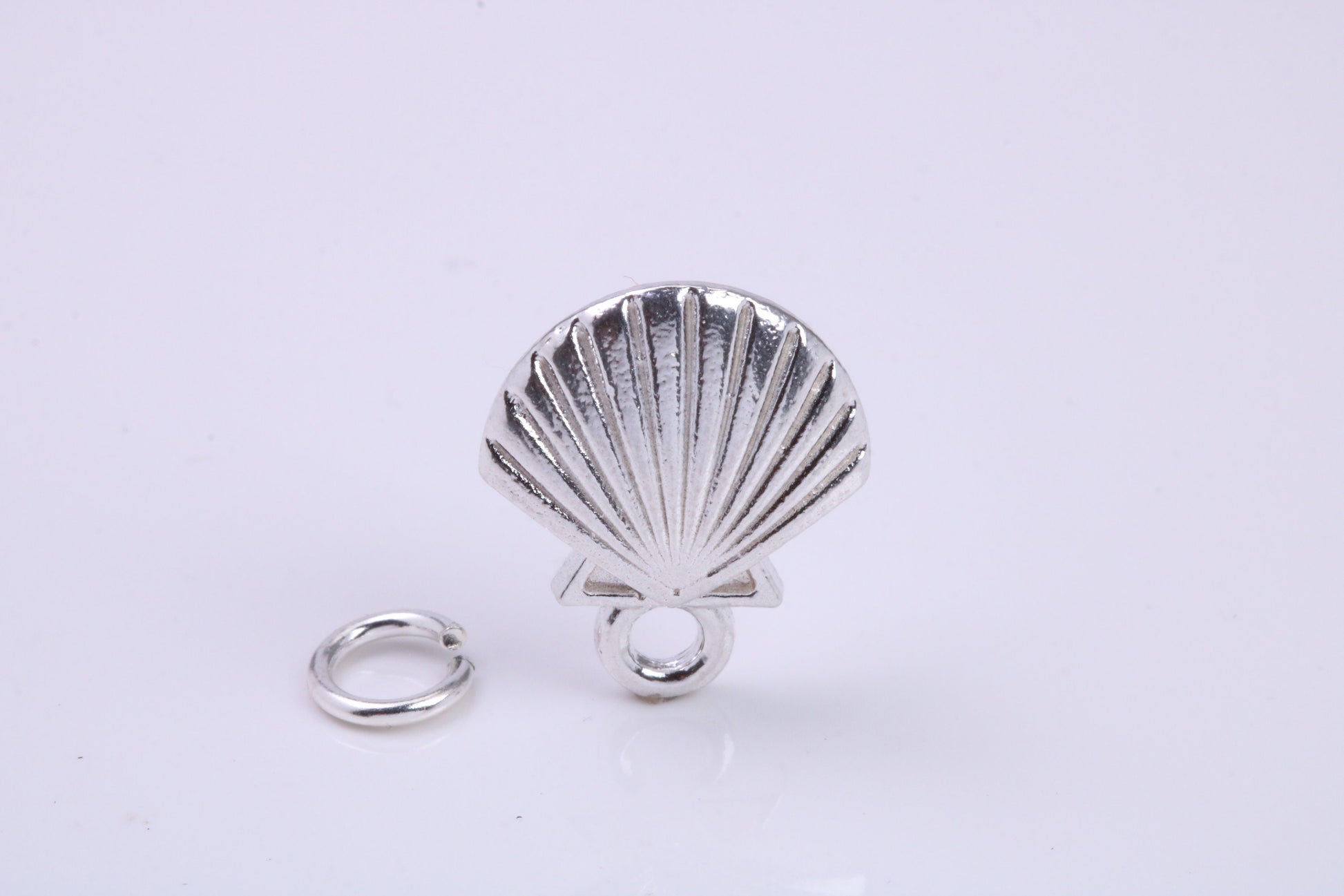 Sea Shell Charm, Traditional Charm, Made from Solid 925 Grade Sterling Silver, Complete with Attachment Link
