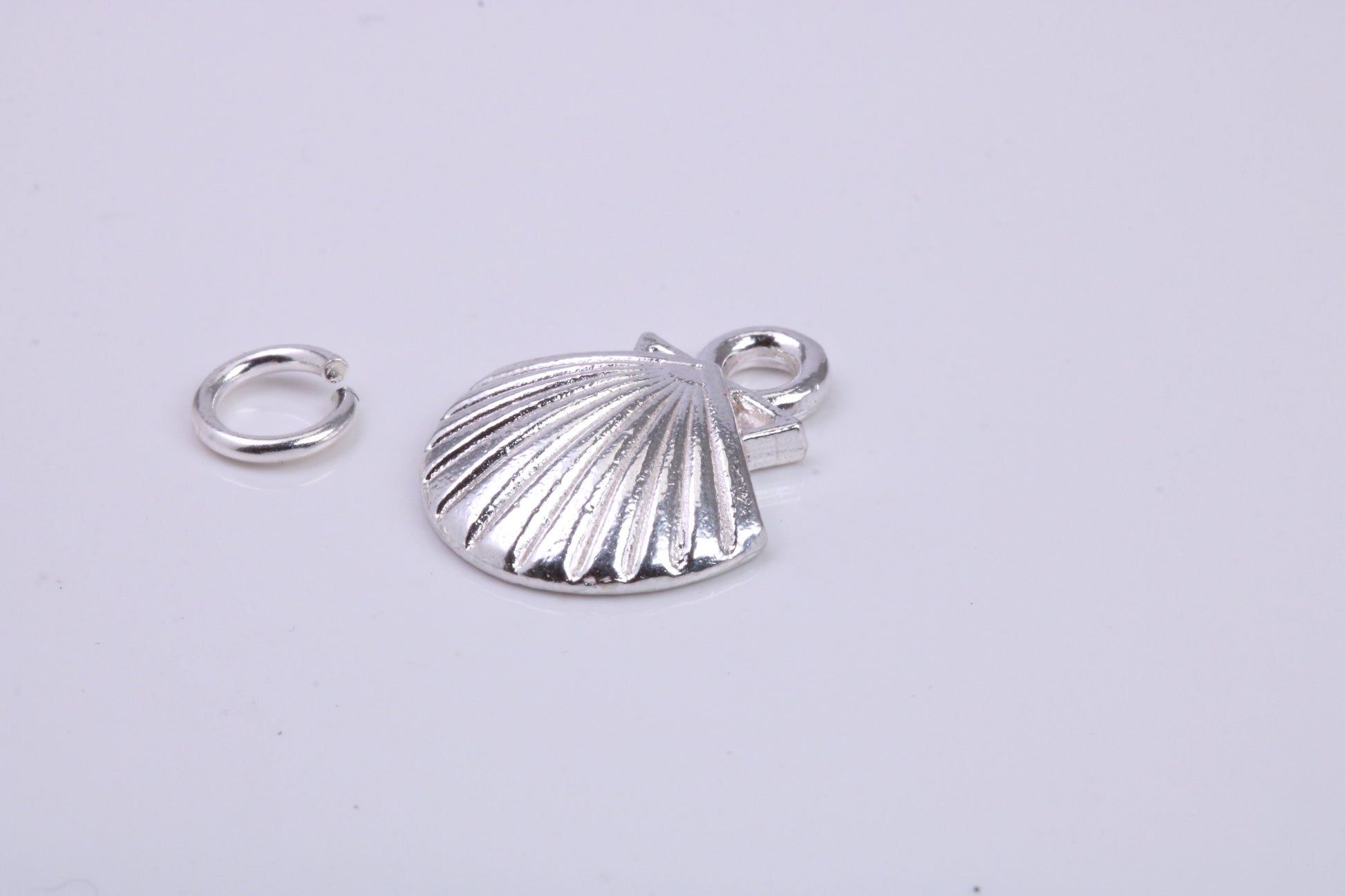 Sea Shell Charm, Traditional Charm, Made from Solid 925 Grade Sterling Silver, Complete with Attachment Link