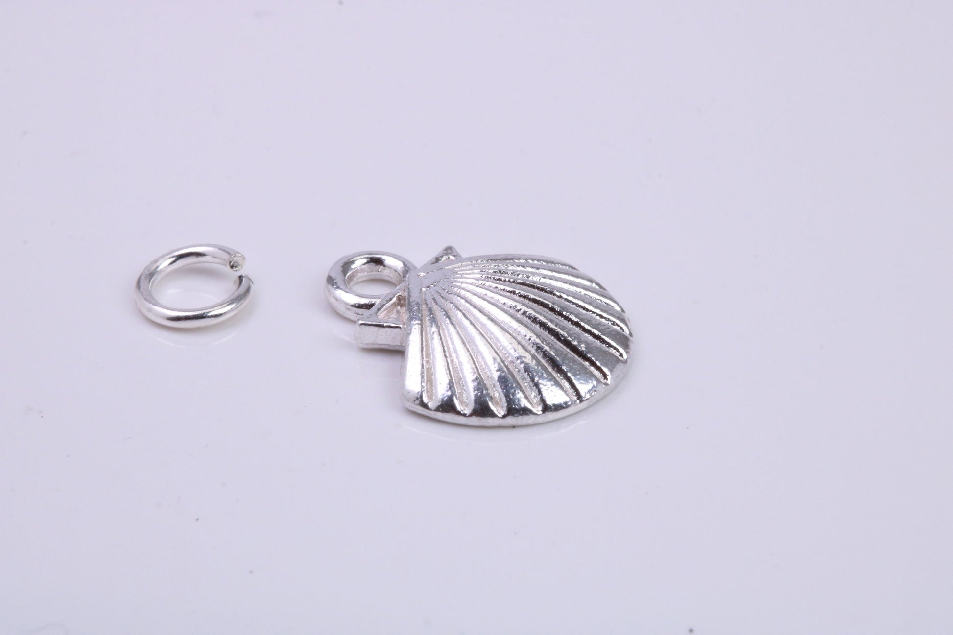 Sea Shell Charm, Traditional Charm, Made from Solid 925 Grade Sterling Silver, Complete with Attachment Link