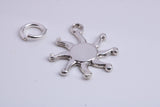 Sun Charm, Traditional Charm, Made from Solid 925 Grade Sterling Silver, Complete with Attachment Link