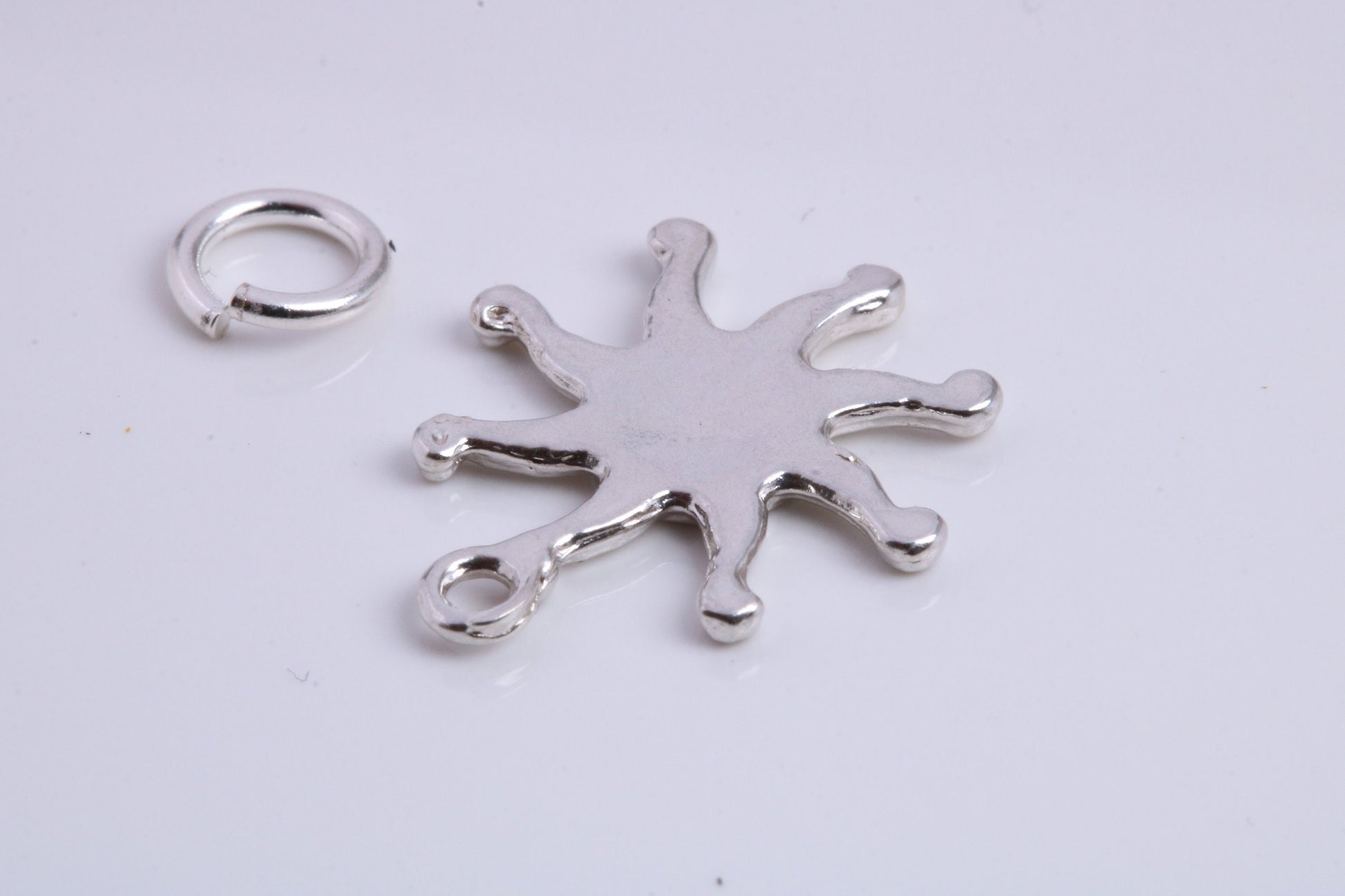 Sun Charm, Traditional Charm, Made from Solid 925 Grade Sterling Silver, Complete with Attachment Link