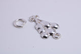 Party Balloons Charm, Traditional Charm, Made from Solid 925 Grade Sterling Silver, Complete with Attachment Link