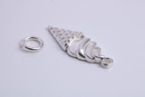 Ice Cream Cone Charm, Traditional Charm, Made from Solid 925 Grade Sterling Silver, Complete with Attachment Link