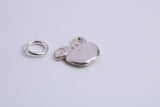 Apple Charm, Traditional Charm, Made from Solid 925 Grade Sterling Silver, Complete with Attachment Link