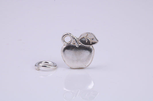 Apple Charm, Traditional Charm, Made from Solid 925 Grade Sterling Silver, Complete with Attachment Link
