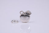 Apple Charm, Traditional Charm, Made from Solid 925 Grade Sterling Silver, Complete with Attachment Link