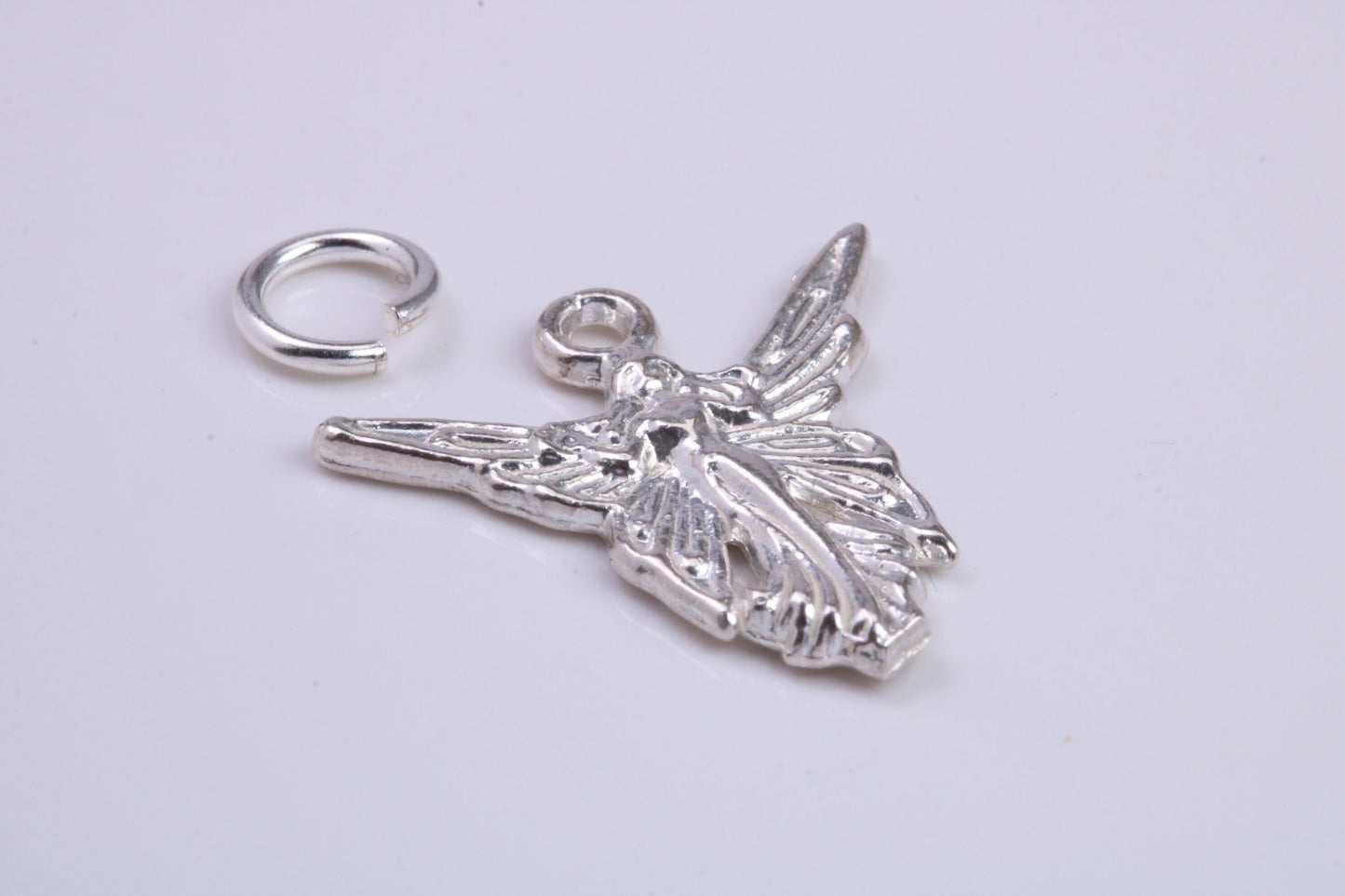Angel / Fairy Charm, Traditional Charm, Made from Solid 925 Grade Sterling Silver, Complete with Attachment Link