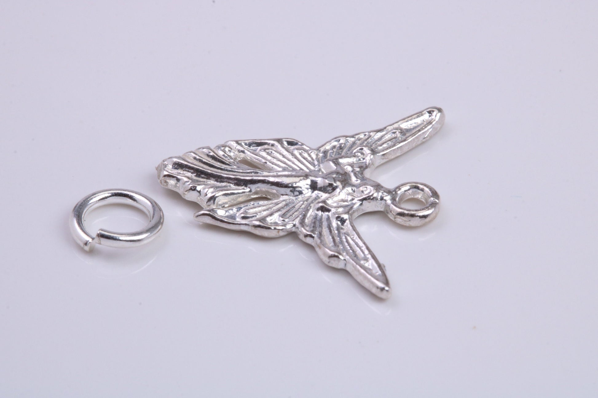 Angel / Fairy Charm, Traditional Charm, Made from Solid 925 Grade Sterling Silver, Complete with Attachment Link