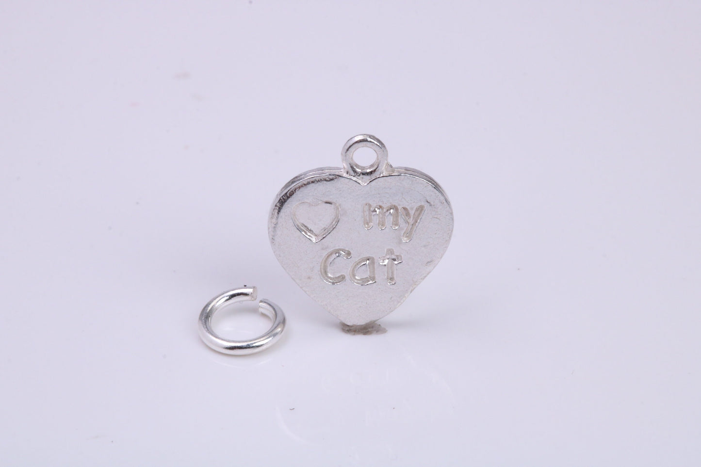 Love My Cat Charm, Traditional Charm, Made from Solid 925 Grade Sterling Silver, Complete with Attachment Link
