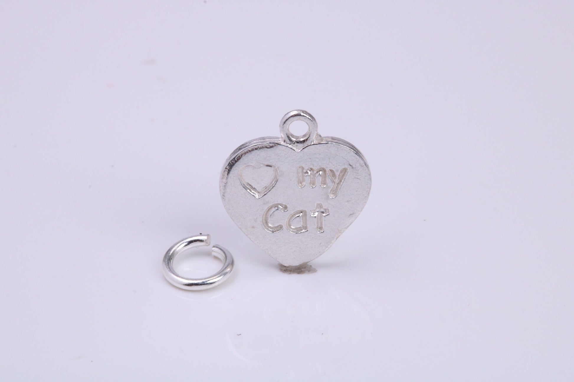 Love My Cat Charm, Traditional Charm, Made from Solid 925 Grade Sterling Silver, Complete with Attachment Link