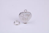 Love My Cat Charm, Traditional Charm, Made from Solid 925 Grade Sterling Silver, Complete with Attachment Link