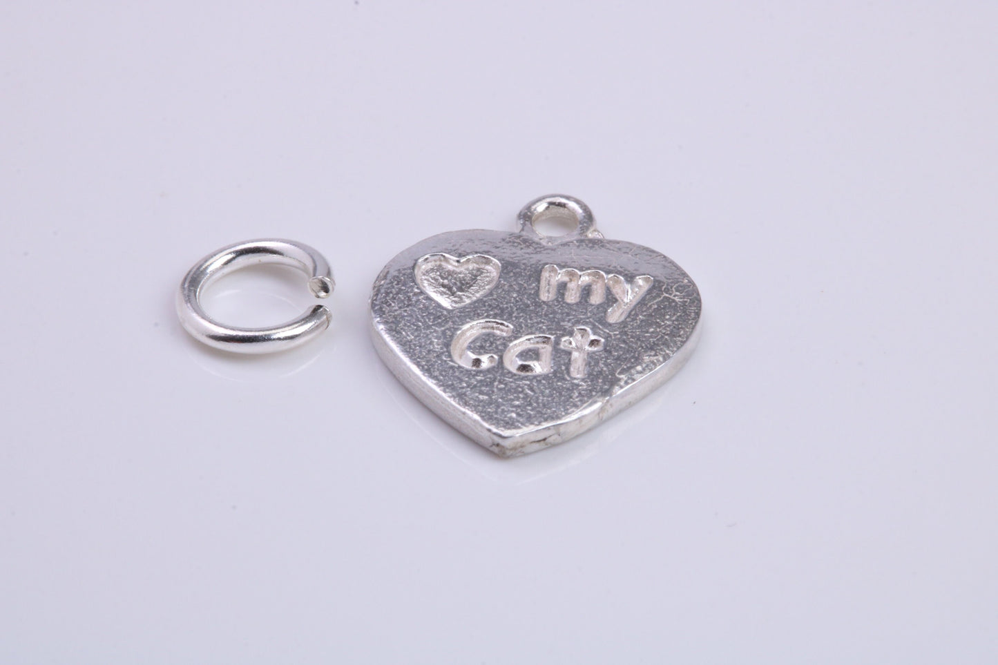 Love My Cat Charm, Traditional Charm, Made from Solid 925 Grade Sterling Silver, Complete with Attachment Link