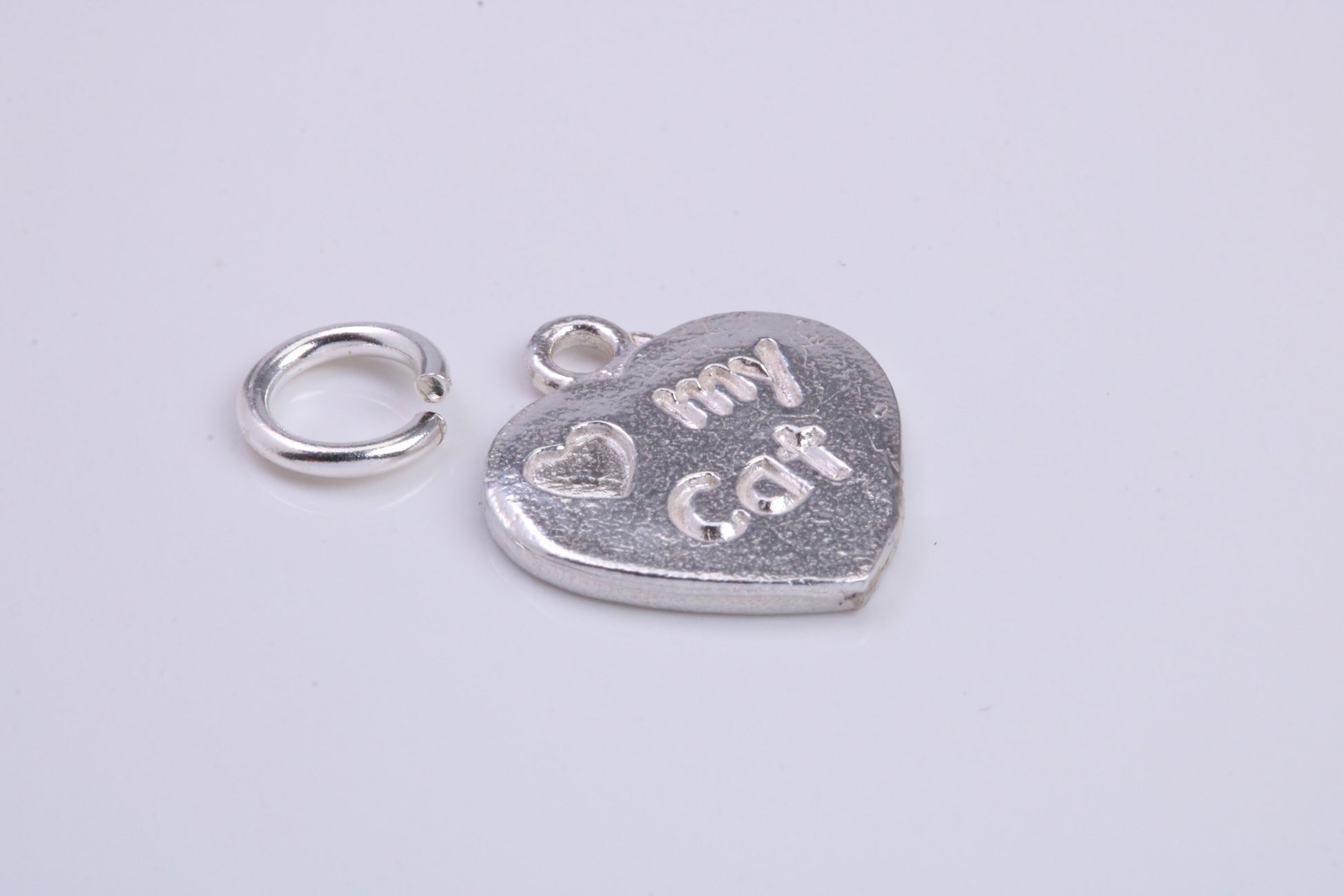 Love My Cat Charm, Traditional Charm, Made from Solid 925 Grade Sterling Silver, Complete with Attachment Link