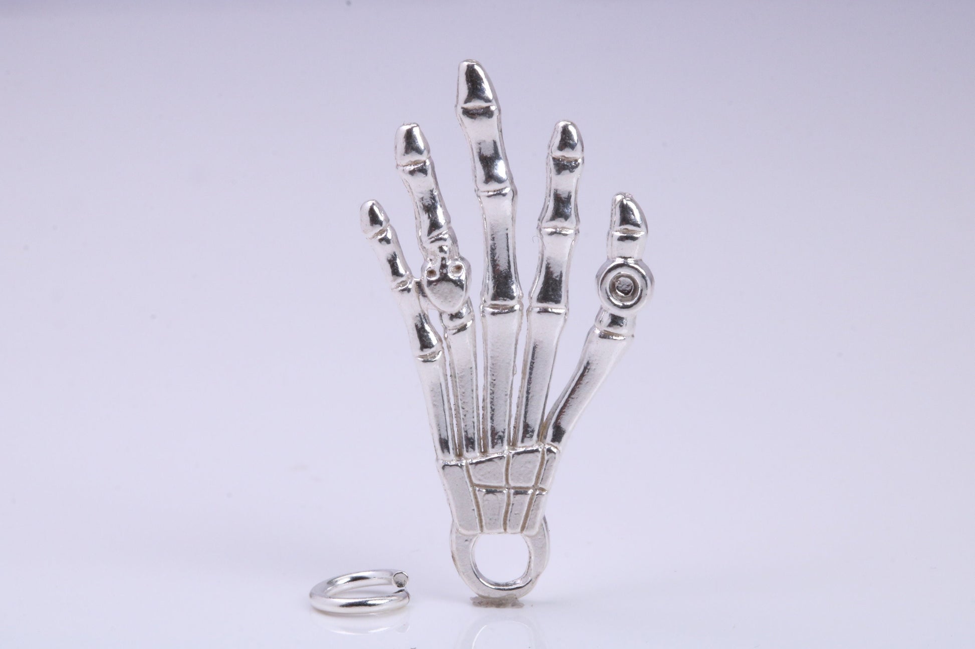 Skeleton Hand Charm, Traditional Charm, Made from Solid 925 Grade Sterling Silver, Complete with Attachment Link