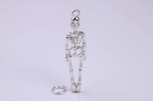 Skeleton Charm, Traditional Charm, Made from Solid 925 Grade Sterling Silver, Complete with Attachment Link