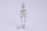 Skeleton Charm, Traditional Charm, Made from Solid 925 Grade Sterling Silver, Complete with Attachment Link