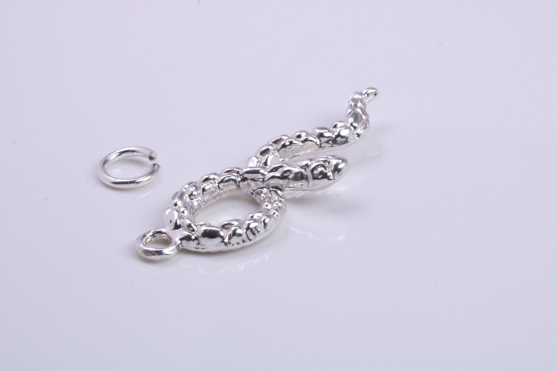 Snake Charm, Traditional Charm, Made from Solid 925 Grade Sterling Silver, Complete with Attachment Link