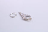 Ice Cream Cone Charm, Traditional Charm, Made from Solid 925 Grade Sterling Silver, Complete with Attachment Link