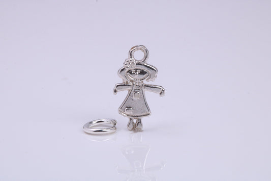 Toy Doll Charm, Traditional Charm, Made from Solid 925 Grade Sterling Silver, Complete with Attachment Link