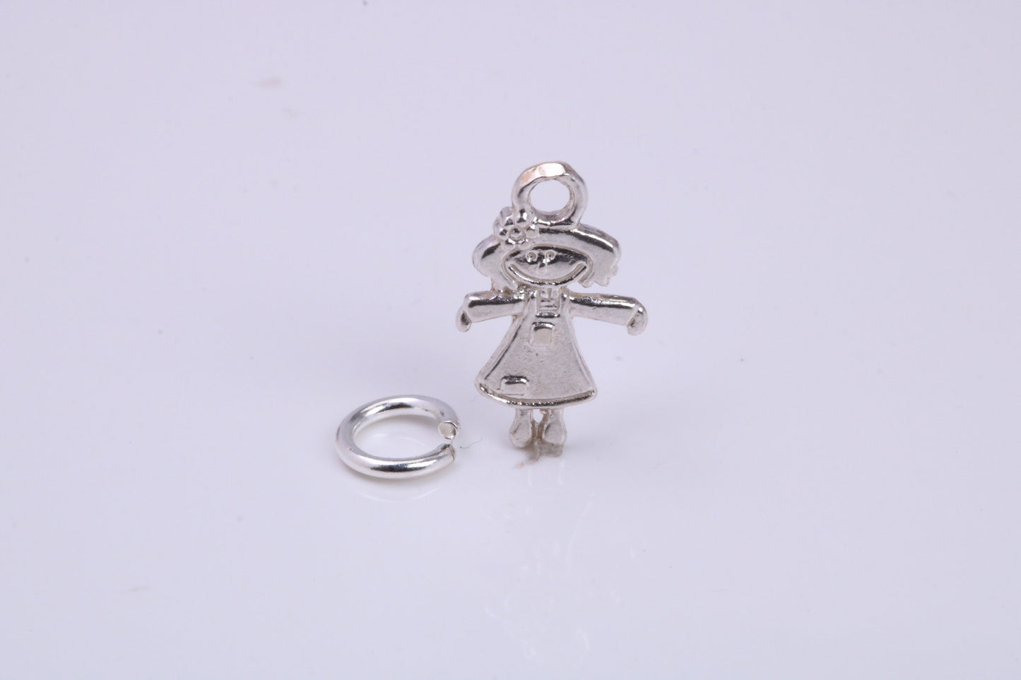 Toy Doll Charm, Traditional Charm, Made from Solid 925 Grade Sterling Silver, Complete with Attachment Link