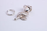 Mothers Day Rose Flower Charm, Traditional Charm, Made from Solid 925 Grade Sterling Silver, Complete with Attachment Link